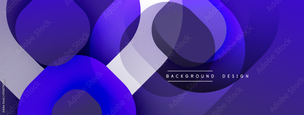 Aufkleber Abstract purple background. Overlapping circles create dynamic visual effect. Modern design elements present smooth gradients.