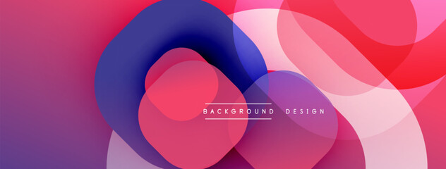 Abstract fluid shapes blend, creating vibrant pinks, purples, blues. Modern design evokes movement, energy, depth. Minimal text present.