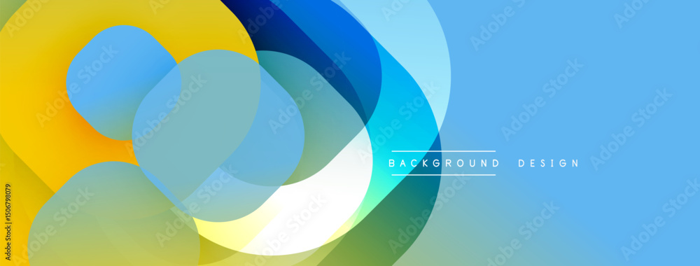 Leinwandbilder abstract colorful shapes overlap, creating dynamic visual effect. blue dominates background, yellow,