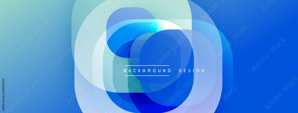Fototapete abstract blue layers create dynamic visual effect. gradient colors blend, forming circular shapes, m