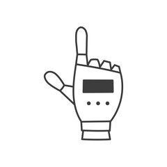 Index Finger pointing Robot Hand . Hi tech icon. Technology symbol. Doodle vector illustration