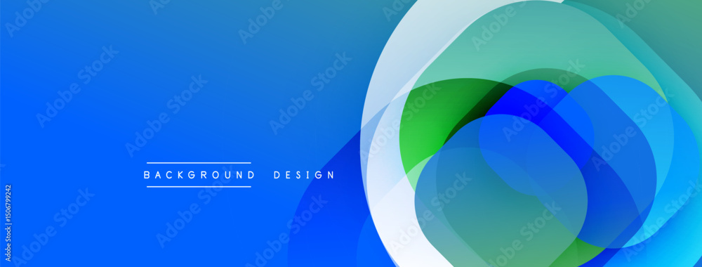 Aufkleber Abstract blue background features overlapping circles. Gradient shades create dynamic visual effect. Modern design element for presentations.