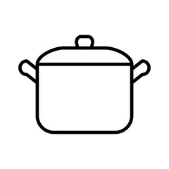 シンプルな両手鍋の線画アイコンイラスト｜両手鍋,鍋,調理器具,料理,キッチン,ステンレス鍋,煮込み料理,台所用品,ベクター