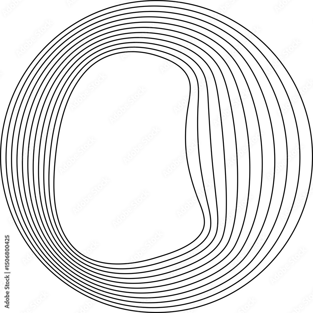Poster circle line with warped. modern design elements