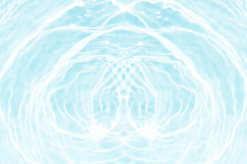 Blue water with ripples on the surface. Defocus blurred transparent blue colored clear calm water surface texture with splashes and bubbles. Water waves with shining pattern texture background.