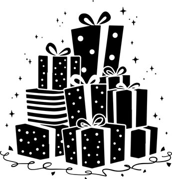 black gifts pile holiday celebration clip art preview