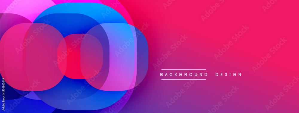 Aufkleber abstract vibrant circles overlap. gradient colors blend from blue to pink. modern design element for