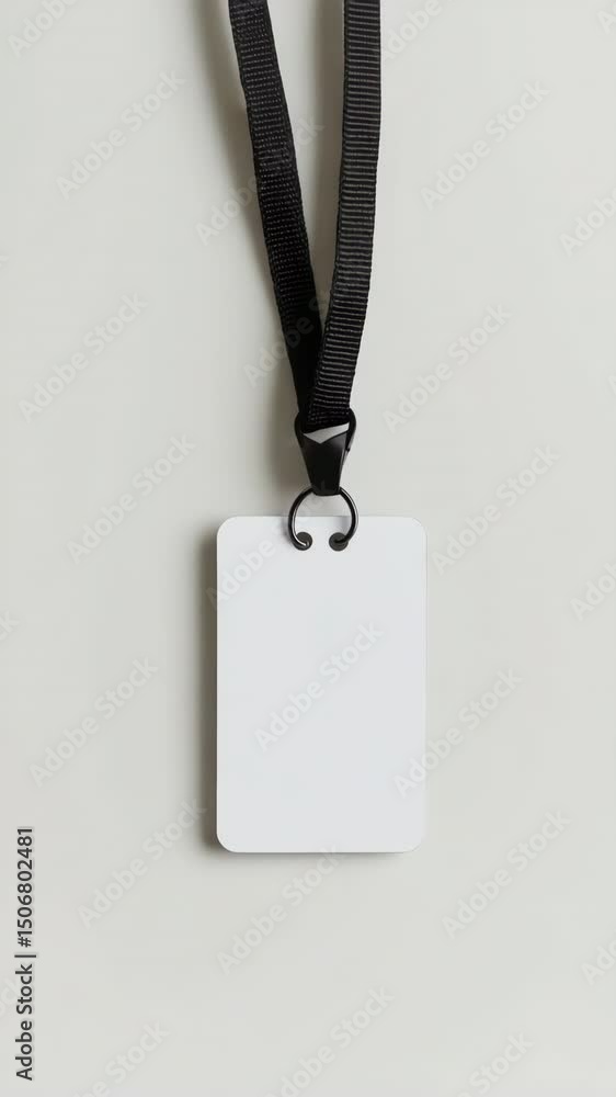 Aufkleber a white tag with a black chain hanging from it. the tag is empty and has no writing on it
