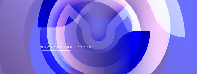 Abstract flowing shapes, vibrant purple hues, layered design. Modern aesthetic, dynamic composition, smooth gradients present.