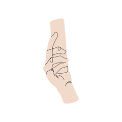 Hand hold mobile smartphone minimal one line drawing art isolated on white background. Smartphone surfing in Social Media, watching video continuous line art. Vector Illustration.