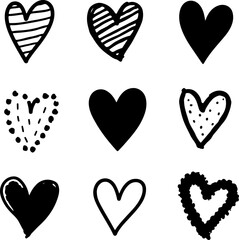Hand Drawn Heart love vector Bundle
