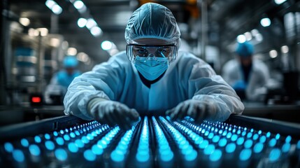 Fototapeta premium Manufacturing worker examining components