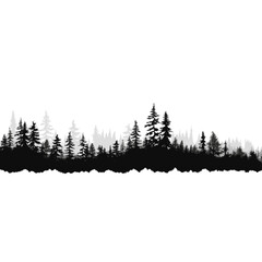 Forest silhouette forest trees black vector