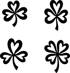 Four Black Four-Leaf Clovers vector