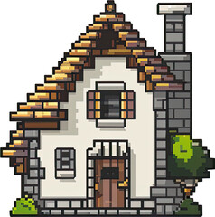 Pixelated representation of a small house.