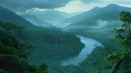 mountain lake in the morning