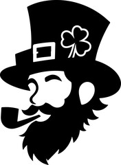 Leprechaun on a Pot of Gold Silhouette vector