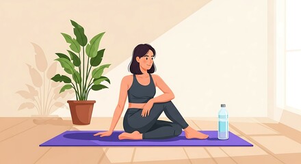 Vector illustration with Women performing yoga poses. The concept of wellness, flexibility and endurance, Yoga Day, healthy lifestyle, sport. Poster, banner, card, cover design.