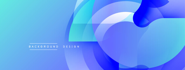 Abstract blue design features overlapping circles, gradients. Modern aesthetic, suitable for digital backgrounds, presentations. Smooth transitions create depth.