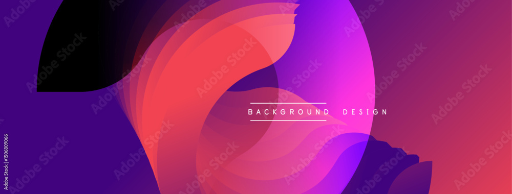 Poster Abstract vibrant layers create dynamic visual flow. Gradient colors blend, forming modern background design. Smooth shapes suggest movement, energy.