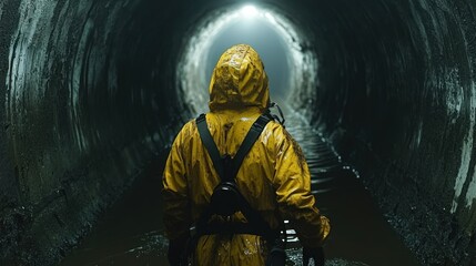 Fototapeta premium Protective suit worker tunnel