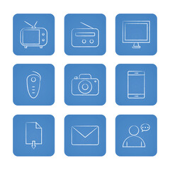 Communication icon set. Solid icons collection, vector illustration.