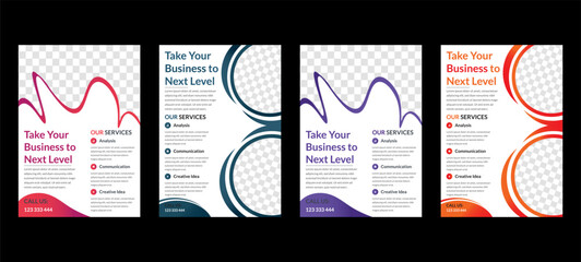 Corporate Business flyer template vector design,a bundle of 2 templates of different colors a4 flyer template Flyer Template Geometric shape used for business poster layout, IT Company flyer, corporat