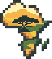 Obraz premium Pixelated illustration of the continent of Africa.