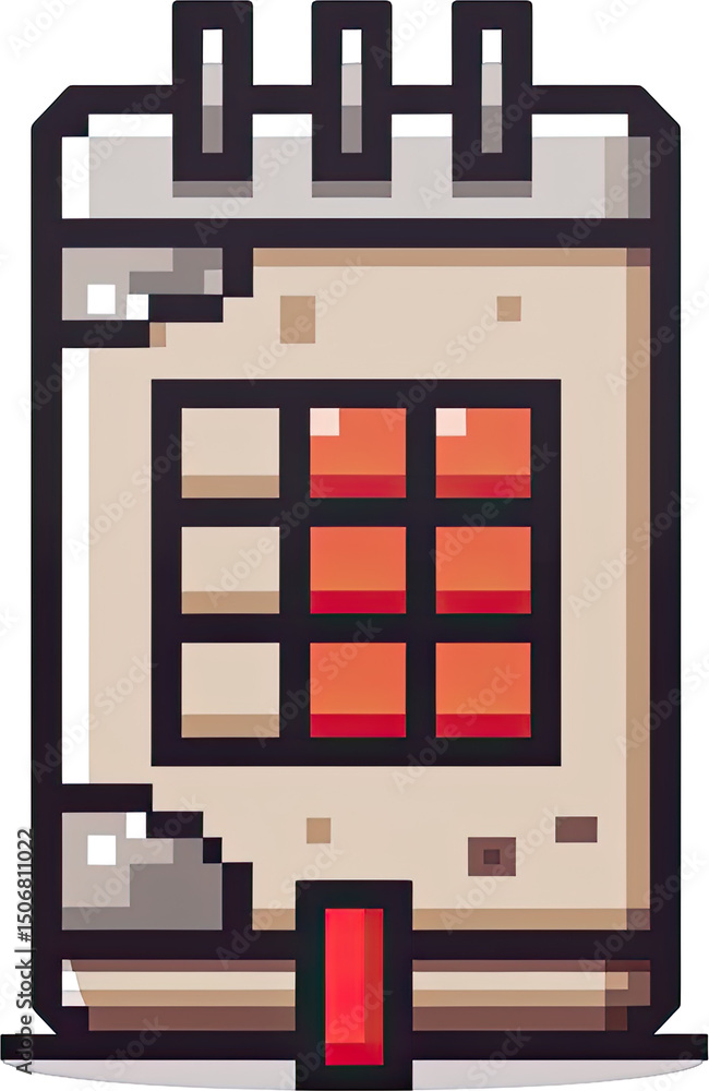 Poster pixelated calendar icon with a highlighted date.