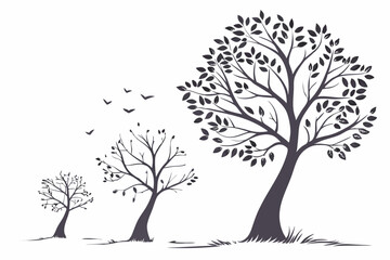 Fototapeta premium Editable Tree Vector Pack – Modern Silhouette Illustrations