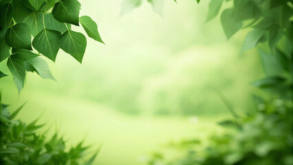 Obraz premium Vibrant Green Leaves Frame Soft Nature Background