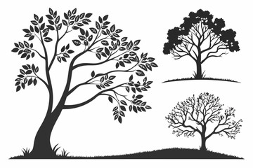 Fototapeta premium Stylish Tree Silhouettes – Editable Vector Illustration Pack