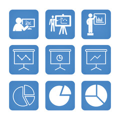 Presentation icon set. Solid icon collection vector illustration.