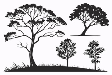 Contemporary Tree Vector Silhouettes – Fully Editable Design Set