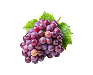 Fototapeta premium A Delightful Bunch of Red Globe Grapes with Vibrant Green Leaves