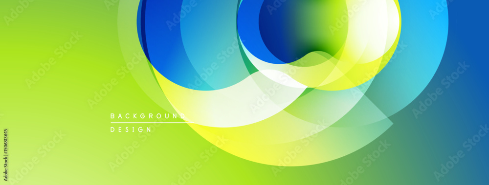 Aufkleber abstract vibrant circles overlap, creating dynamic visual effect. green, yellow, blue gradients domi