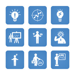 Presentation icon set. Solid icon collection vector illustration.