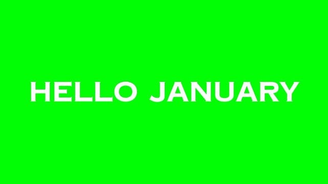 Hello January text green screen animated video