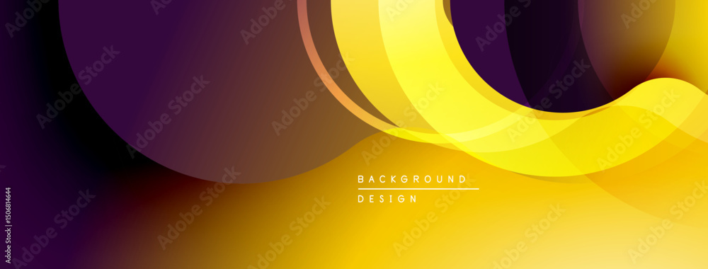 Aufkleber abstract flowing shapes, yellow purple gradients. modern design, smooth curves create dynamic backgr