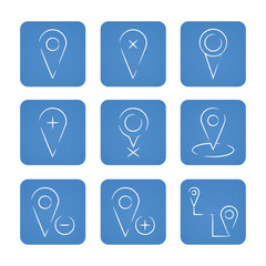 Navigation and location icon set. Vector illustration