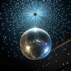 disco ball with disco lights AI generated 