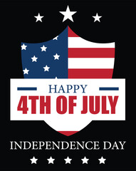 Happy 4th of july, independence day, banner, flyer, black background