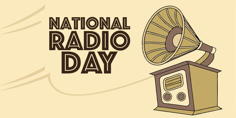 National Radio Day, Banner, flyer radio icon