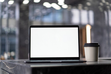 laotop in modern office space