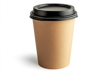 Black paper coffee cup with lid mock-up, isolated on a white background.