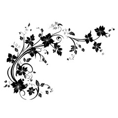 Line invitation border floral black white vector