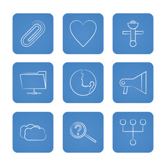 Communication icon set. Solid icons collection, vector illustration.