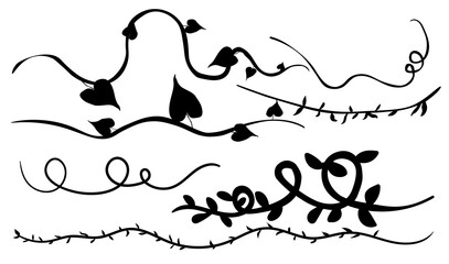 vines design, black silhouette, isolated on transparent background. © ma