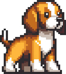 Pixelated beagle puppy.