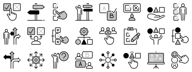 Icons in two tones about choose